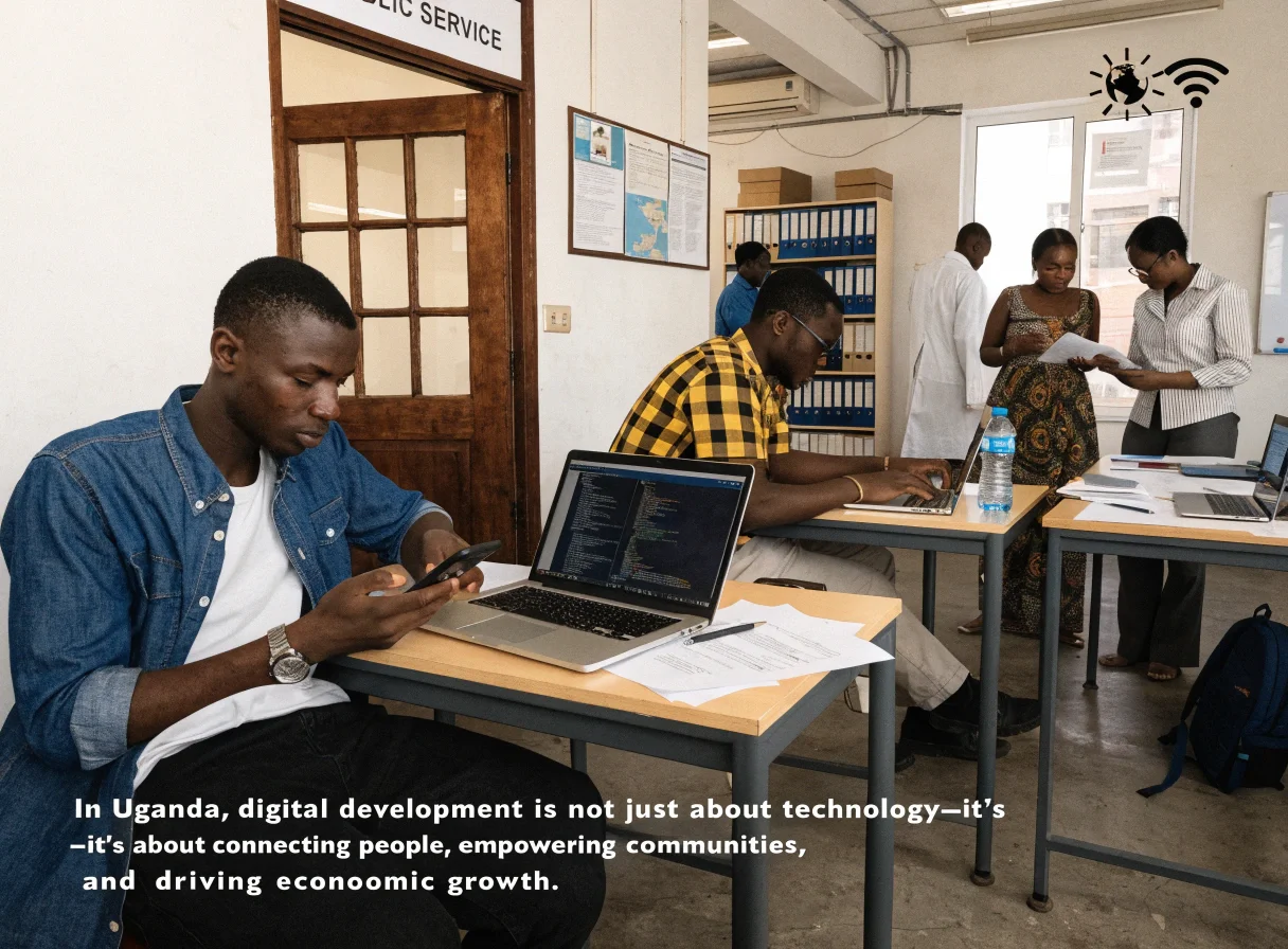 People in Uganda using digital tools for work education and public services